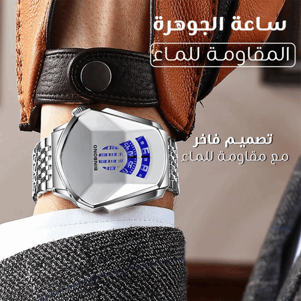 ⁦ساعة رجالي بسوار معدن فضي⁩ - الصورة ⁦2⁩