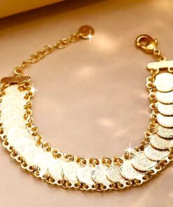 • سوار سلسلة عملات أفريقية مطلي بالذهب
